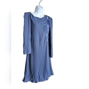 NWOT Alyn Paige blue dress with sash shawl size 11/12 flowers